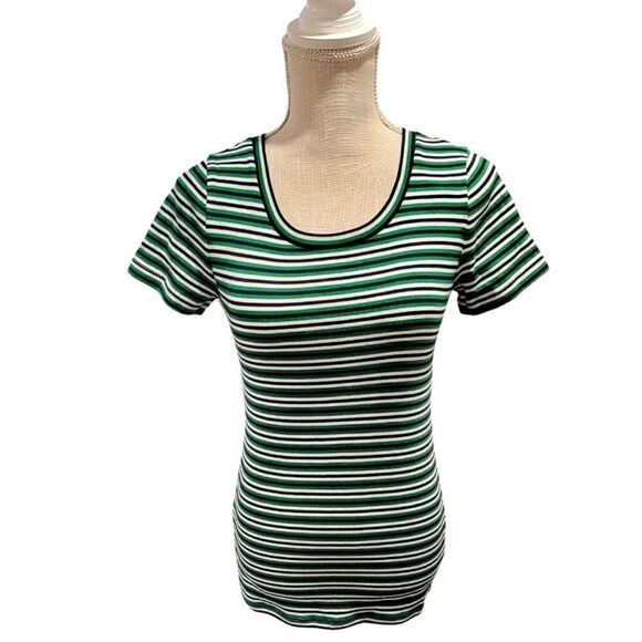NWT J Crew Green Striped Top SMALL - Picture 1 of 4